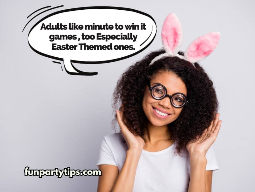 a-woman-in-bunny-ears-talking-about-minute-to-win-it-games-for-adults