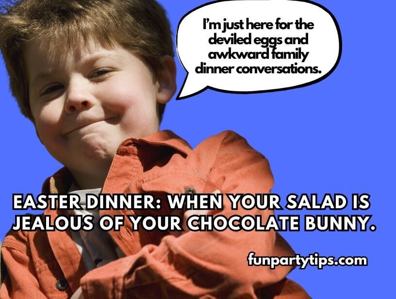 A-cheeky-boy-enjoys-Easter-fun,-highlighting-the-humor-in-easter-icebreaker-questions-about-family-dinners.