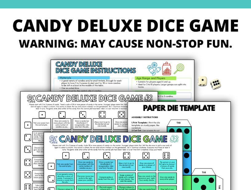 Try This Free Fun Candy Dice Game Printable Included Fun Party Tips 3050