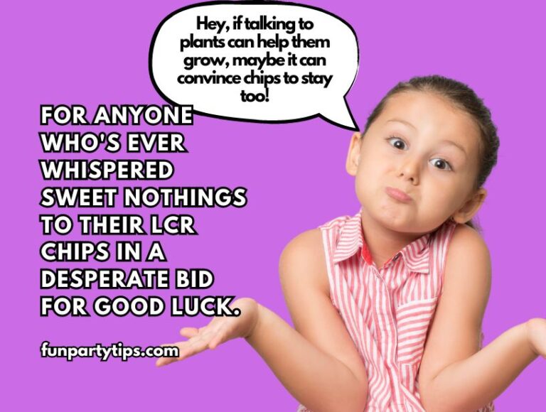 A-child-shrugging-with-a-speech-bubble-saying-that-talking-to-plants-might-help-them-grow,-so-talking-to-chips-might-keep-them-in-the-left-center-right-dice-game,-showing-a-whimsical-strategy-for-luck