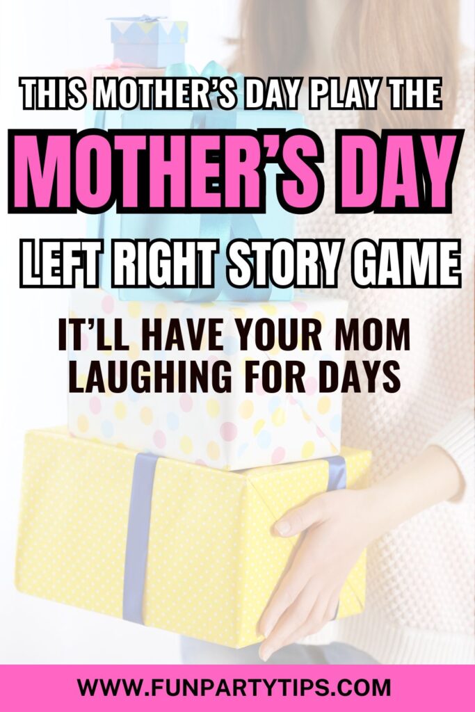 This-image-features-a-handsome-collection-of-gifts-with-colorful-polka-dotted-and-striped-wrapping-paper,-highlighting-the-laughter-filled-Mother's-Day-left-right-story-game,-guaranteed-to-have-moms-laughing-for-days