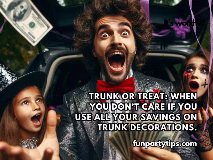 Excited-family-in-car-trunk-decorated-for-Halloween-with-caption-about-spending-savings-on-trunk-or-treat-decorations.