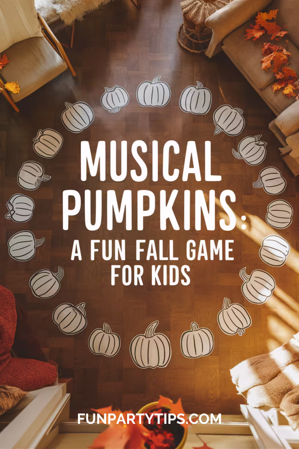 A-circular-arrangement-of-pumpkin-cutouts-on-a-wooden-floor-for-a-Halloween-themed-musical-pumpkins-game-as-a-fun-fall-activity-for-kids.
