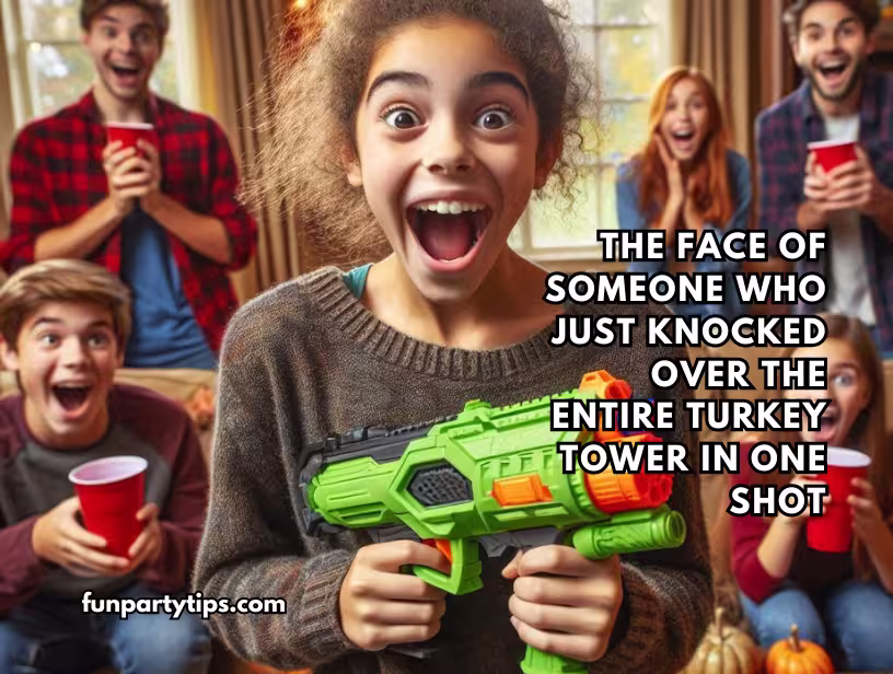 a-happy-girl-playing-the-fun-Thanksgiving-family-game-Nerf-Turkey-Target-practice