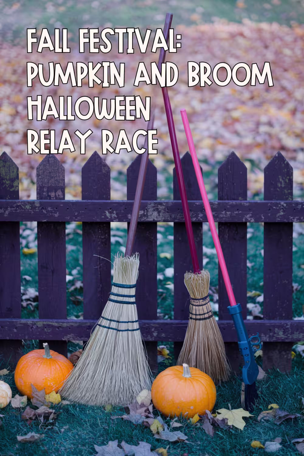 A-scene-from-a-fall-festival-featuring-pumpkins-and-brooms-set-up-for-a-Halloween-relay-race,-capturing-the-traditional-spirit-of-the-game.