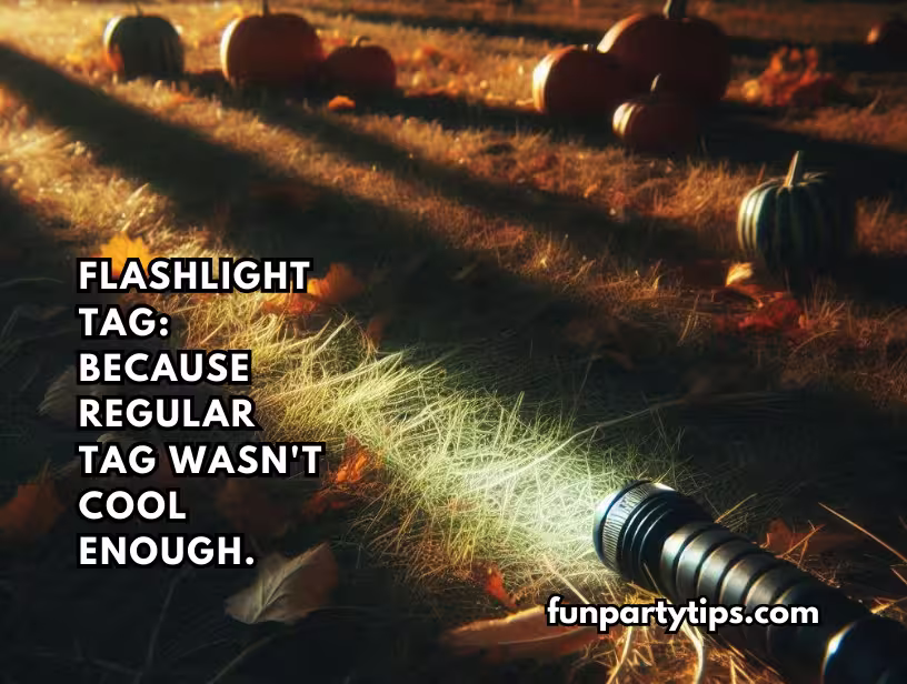 a-bunch-of-pumpkins-and-leaves-in-a-field-at-night-caught-in-a-flashlight-beam-for-a-fun-fall-game-for-teens
