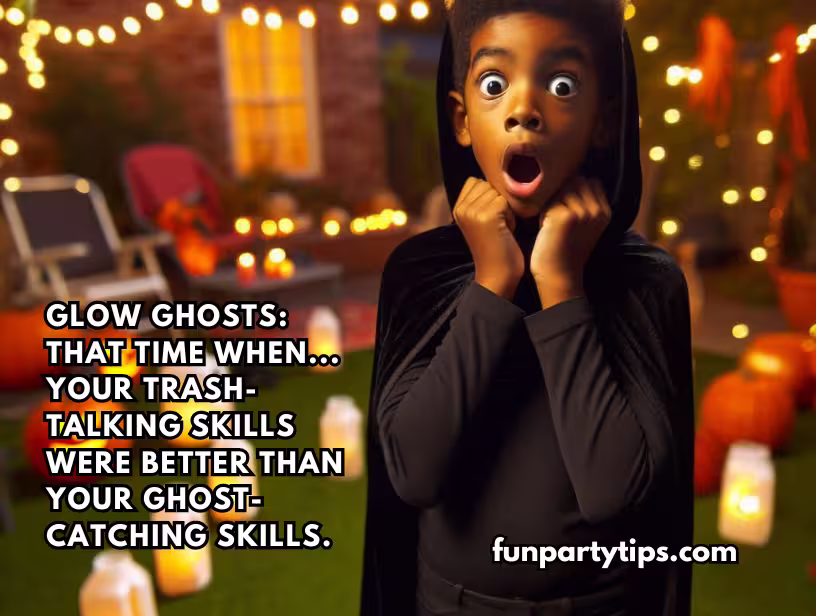 A-young-boy-in-a-black-cape-stands-shocked-with-hands-on-his-cheeks,-illuminated-by-backyard-lights-during-a-DIY-Halloween-game-at-a-fall-festival.