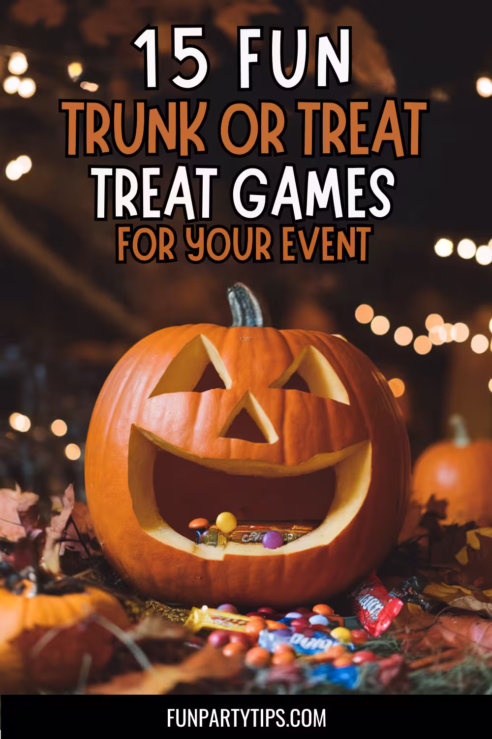 A-festive-trunk-or-treat-event-with-a-large-carved-pumpkin-filled-with-candy,-surrounded-by-fall-leaves-and-more-candy-on-the-ground,-a-hit-at-church-events-and-fall-festivals.