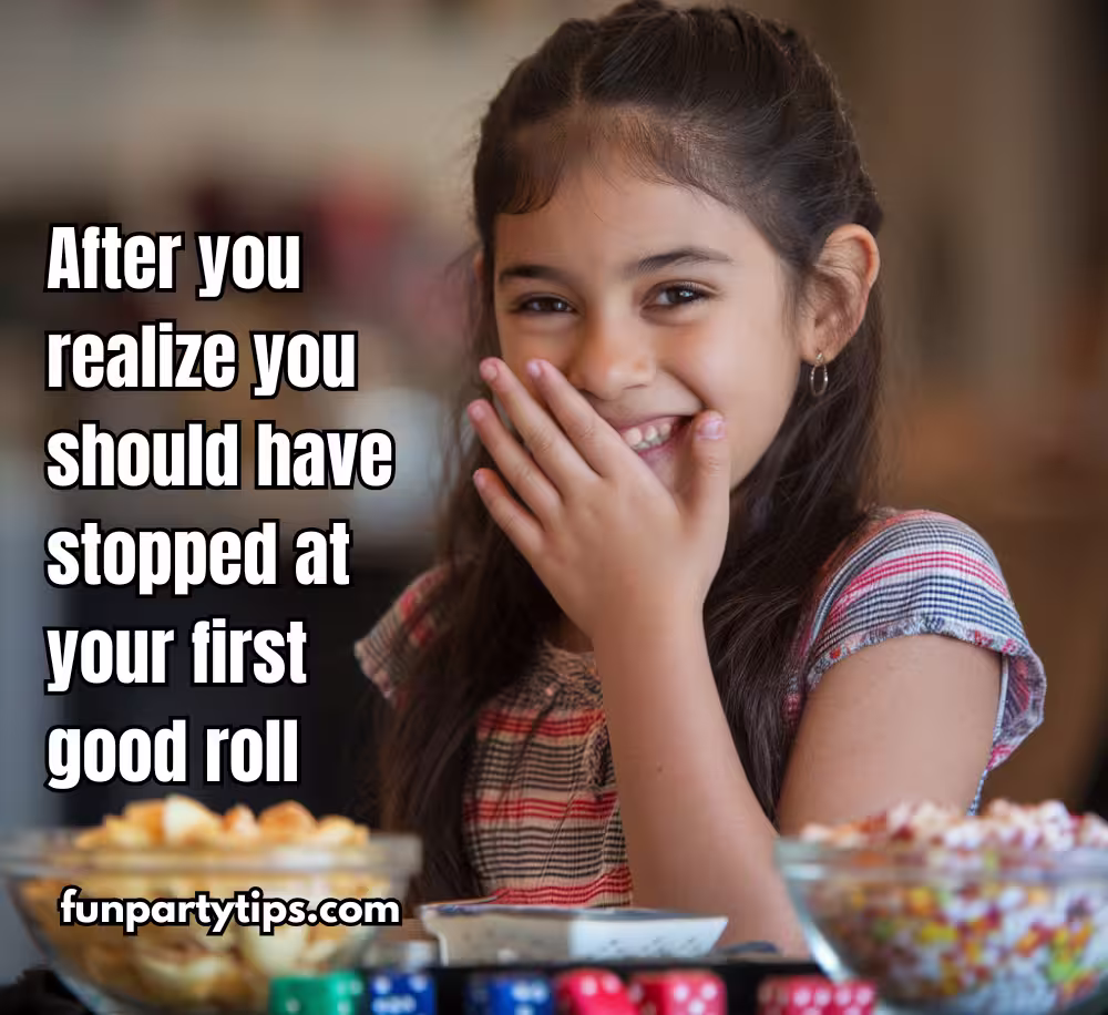 After-you-realize-you-should-have-stopped-at-your-first-good-roll.-A-young-girl-laughs-while-playing-a-bar-dice-game-during-family-game-night.-This-moment-shows-the-family-friendly-side-of-the-game-with-joyful-reactions.