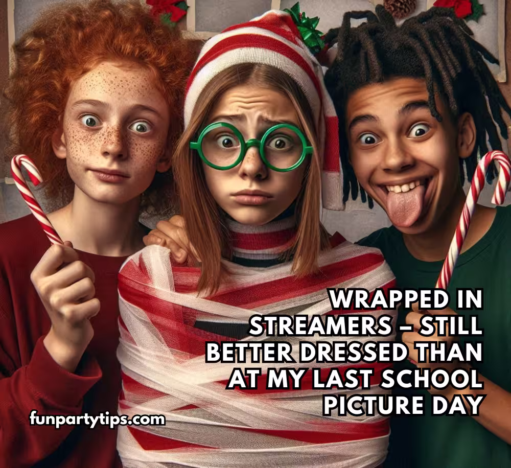 Three-kids-having-fun-with-a-candy-cane-wrap-game-one-wrapped-in-streamers-with-humorous-expressions-making-this-a-hilarious-family-friendly-holiday-activity.