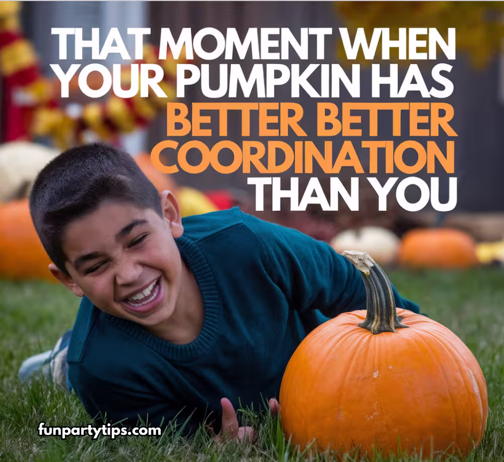 A-young-boy-laughs-as-he-lies-next-to-a-pumpkin-on-a-grassy-field,-illustrating-the-joy-and-challenge-of-participating-in-a-pumpkin-roll-relay,-a-fun-fall-game-for-all-ages.