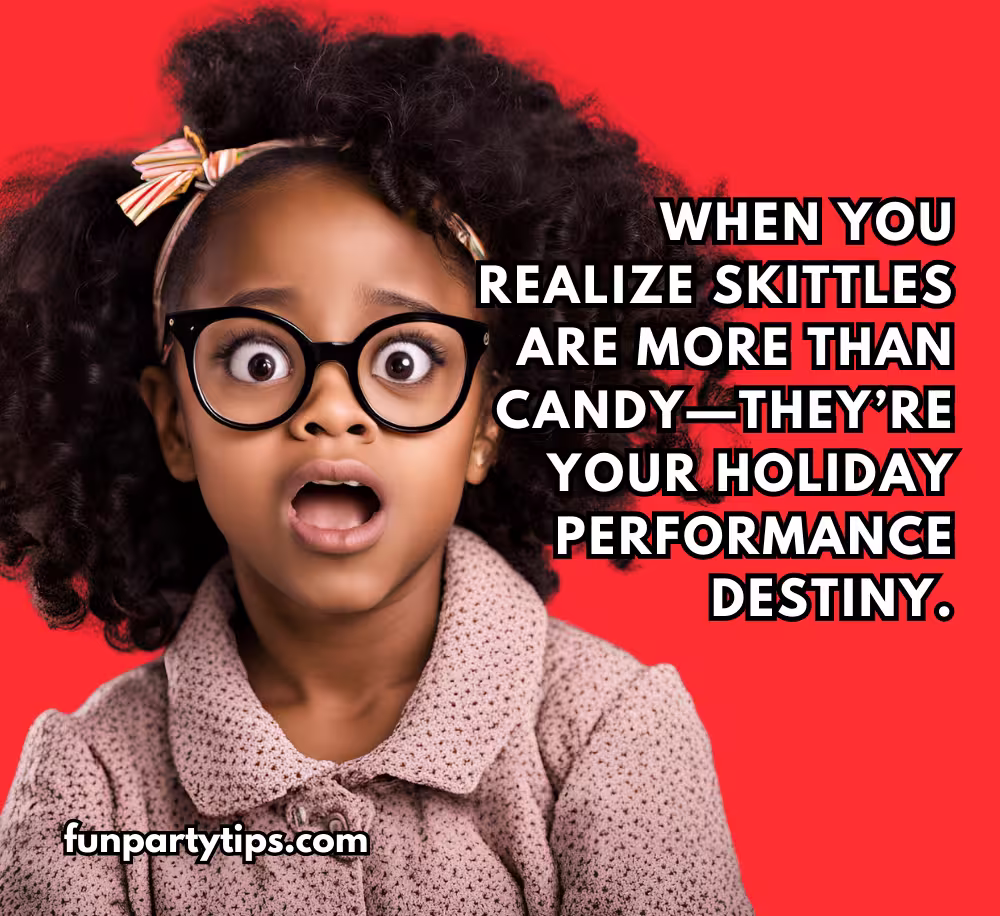 A-young-girl-wearing-glasses-looks-surprised-on-a-bright-red-background-as-she-discovers-how-the-Skittles-Christmas-Game-turns-family-candy-into-holiday-competition-fun.
