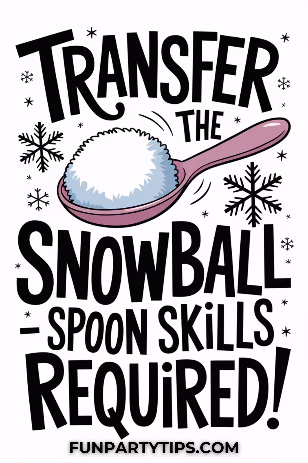 A-sparkly-snowball-in-a-pink-spoon-with-snowflakes-in-the-background-ideal-for-Christmas-minute-to-win-it-games-testing-spoon-skills.