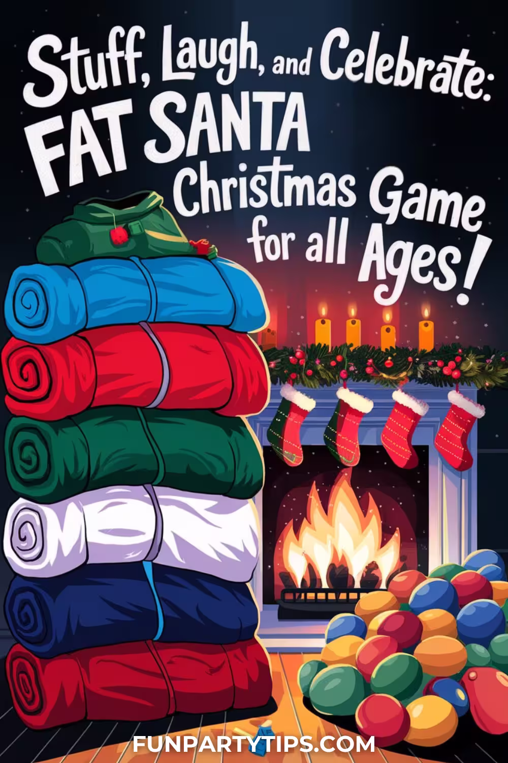  A-green-sweater-with-reindeer-patterns-being-filled-with-red-and-green-balloons-by-a-hand.-The-background-has-a-whimsical-design-with-reindeer-and-snowflakes.-The-text-reads-"Christmas-Game-for-Kids-and-Adults:-Fat-Santa-Instructions!"-fat-santa-christmas-game.