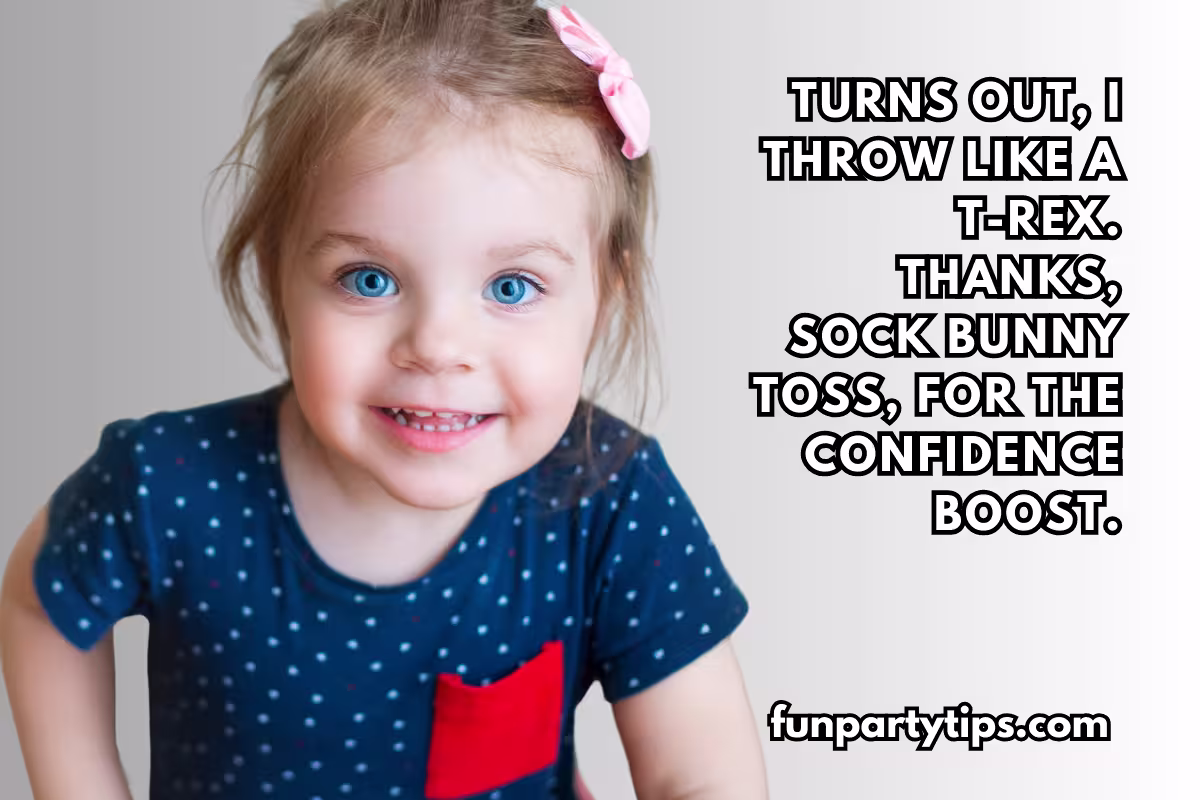 A-happy-child-with-a-pink-bow-and-blue-eyes-smiles-brightly-alongside-text-mentioning-sock-bunny-toss-boosting-confidence.-An-ideal-depiction-of-a-fun-and-easy-Easter-game-for-kids.