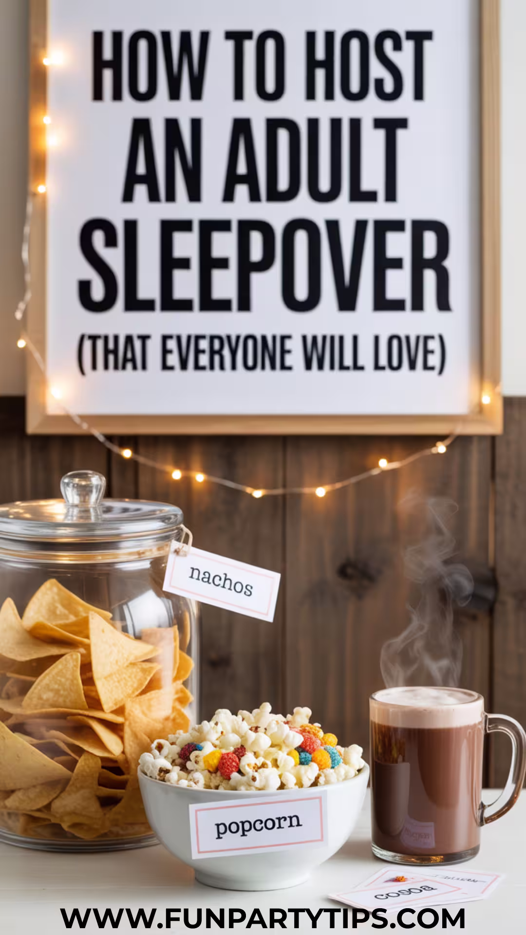 a-fun-snack-bar-idea-for-an-adult-sleepover-including-a-jar-of-nachos-a-bowl-of-rainbow-popcorn-and-a-steaming-mug-of-hot-cocoa—everything-you-need-to-elevate-your-slumber-party-for-grown-ups