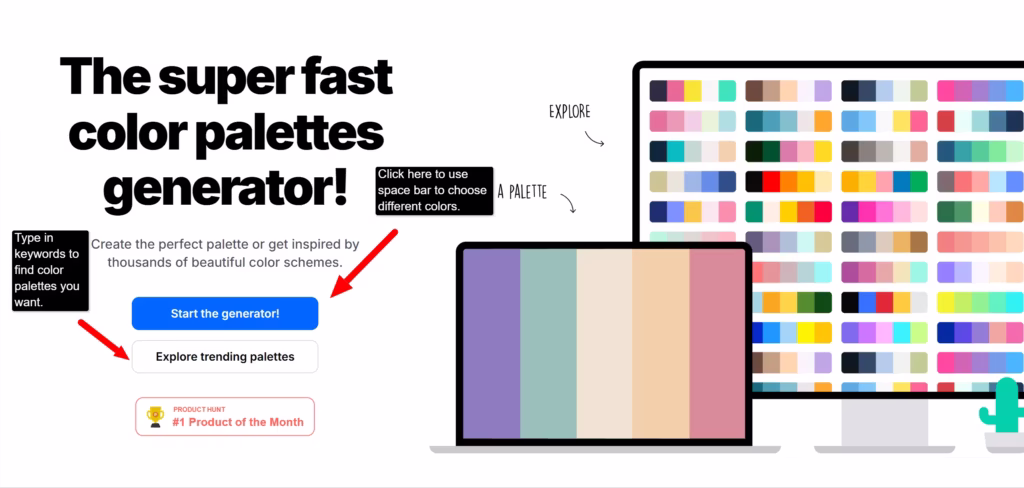 screenshot-of-the-coolors-website-showing-color-palette-generator-with-explore-options-start-the-generator-button-and-color-bars-on-monitor-great-resource-to-find-color-combos-when-you-use-photopea-to-color-images.